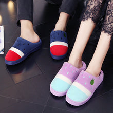 Cotton slippers handbags with couple thick winter end of the month House home warm indoor slippery plush slippers male winter